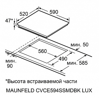картинка Варочная панель Maunfeld CVCE594SSMDBK LUX 